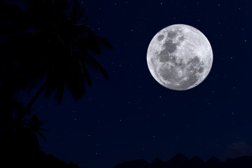 Fototapeta na wymiar Full moon with little stars in the dark night.