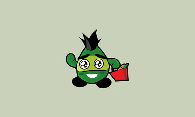 Cute little green Monster Vector mascot Template. Halloween green Design for print, party decoration, t-shirt,. Emblem, logo or sticker