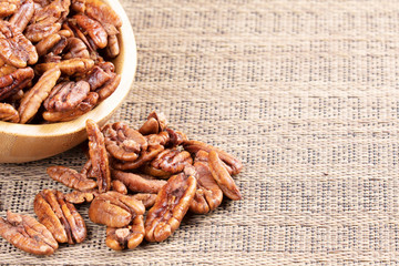 Close up of delicious pecan nuts, the perfect snack food