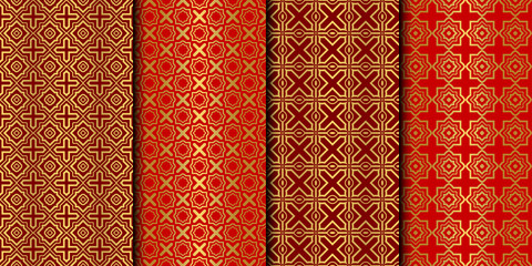 Set of Geometric Pattern. Seamless Texture Color Background. Vector illustration.