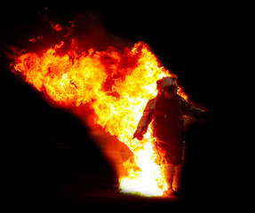 A man burns in a flame of fire