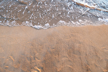 top view of calm water surf on beach in Sokcho