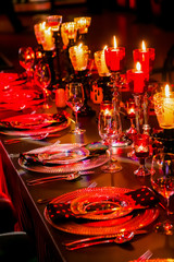 Moody Red place setting at corporate Christmas Gala Event Party