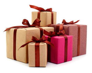 Gift boxes, gifts on a white background isolated.