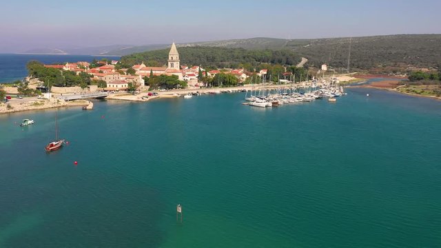 Aerial view of Osor cityscape at Cres island, Croatia.
