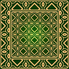 Luxury Fashion Design Print With Geometric Pattern. Vector Illustration. For Modern Interior Design, Fashion Textile Print, Wallpaper. Green gold color