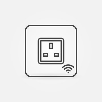 UK Smart Socket vector concept icon or symbol in thin line style