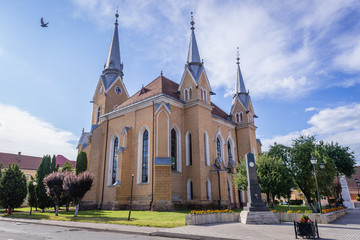 Fototapeta na wymiar Sie view of Reformed Church in Sighetu Marmatiei town, Romania