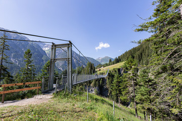 suspension bridge in Holzgau on the Lechweg in Austria