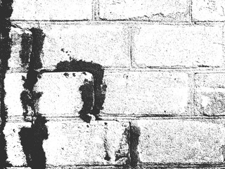 Obraz premium Distress old brick wall texture. Black and white grunge background. Vector illustration.