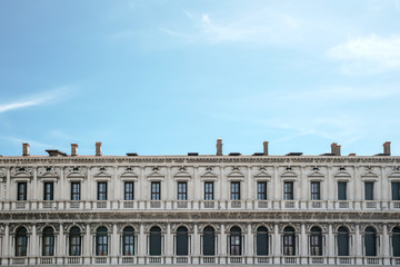 Fototapeta na wymiar procuratie nuove building in venice italy, famous landmark of european history