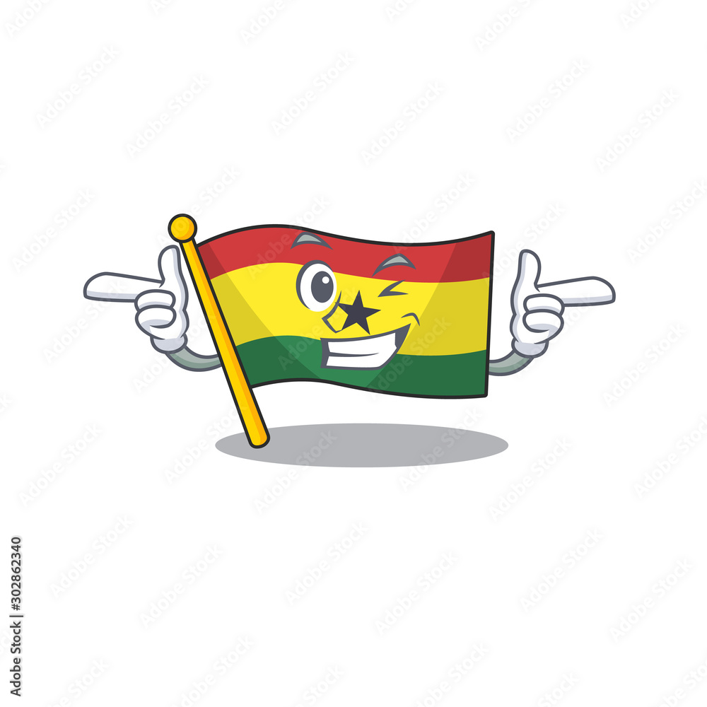 Wall mural Character flag ghana in with cartoon wink