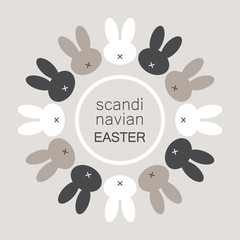 Fototapete Cute Scandinavian Easter Bunny Seamless Pattern With Primitive Geometric Silhouettes Of Rabbit Head In Neutral Colors Cute Designs