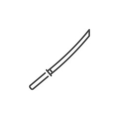 Japanese Katana outline vector icon. Samurai Sword concept linear sign