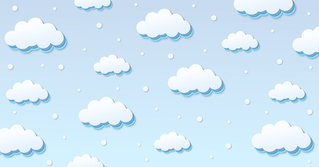 Festival pattern Abstract kawaii Clouds cartoon on blue sky with snow background. Concept for children and kindergartens or presentation and christmas day