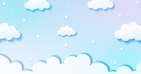 Festival pattern Abstract kawaii Clouds cartoon on blue sky with snow background. Concept for children and kindergartens or presentation and christmas day