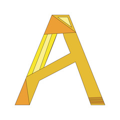 A vector letter A of the English alphabet isolated on white background, a stock illustration with orange font for design