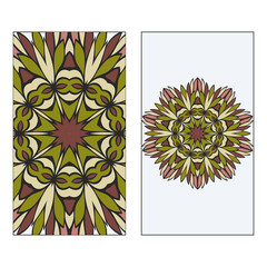 Card Template With Floral Mandala Pattern. Business Card For Fitness Center, Sport Emblem, Meditation Class. Vector Illustration.