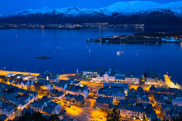 Fototapeta na wymiar Scenery of Alesund city at Norwegian Sea, Norway