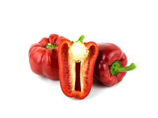 Red peppers on a white background
