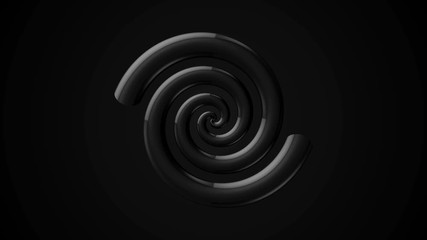 Animation of a gray twisted spiral. Animation. Hypnotizing black and grey spiral turning