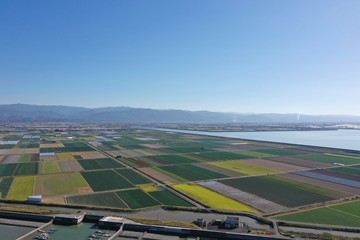 A vast farmland facing the sea