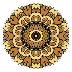 Oriental Mandala. Vintage Decorative Elements. Vector illustration. Golden color. For Coloring Book, Greeting Card, Invitation, Tattoo. Anti-Stress Therapy Pattern.