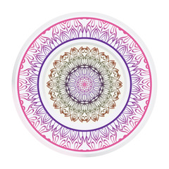 Decorative round ornament. Frame decoration with floral mandala. Vector illustration