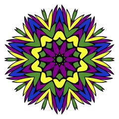 Pattern of mandala. Vector illustration. Modern Decorative floral color mandala. Decorative Cicle ornament. Floral design. Anti-stress therapy pattern.