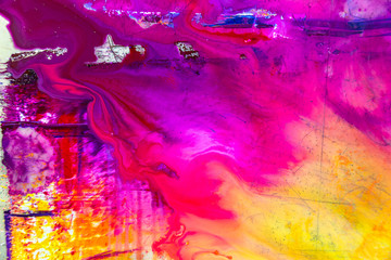 colorful of wet printing ink on printing plate