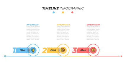 Thin line infographics design element with marketing icon and 3 step, option. Vector illustration.
