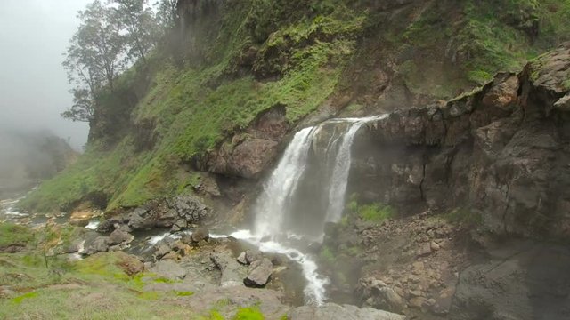 Waterfall inside of Rinjani Volcano Crater, Lombok, Indonesia