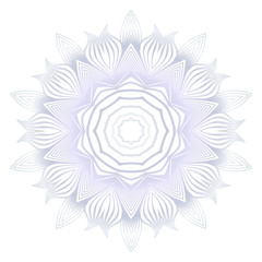 Beautiful Round Flower Mandala. Vector illustration. White gold color. For Design, Greeting Card, Invitation, Coloring Book. Arabic, Indian, Motifs.