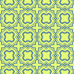 Seamless Pattern With Abstract Geometric Style. Repeating Sample Figure And Line. Vector illustration. Blue, light green color