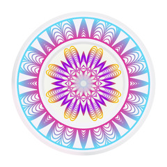 Decorative round frame and floral mandala ornament. Vector illustration. For kitchen decoration