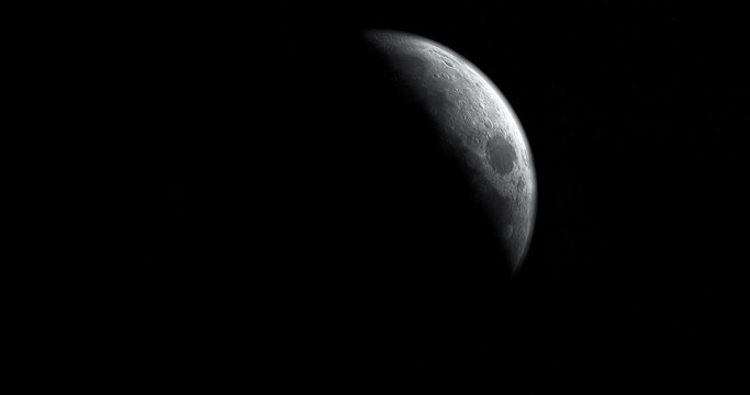 Waxing crescent moon, 3d rendering