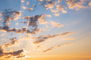 Clouds at sunset sky. Background