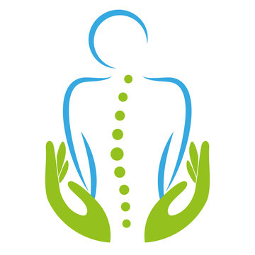 Person und Hände, Orthopädie, Chiropraktiker, Logo, Icon