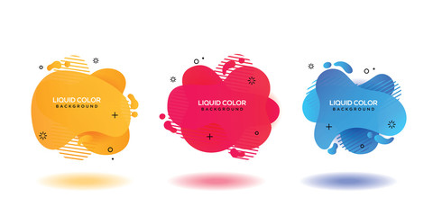 	 Modern abstract vector banner set. Flat geometric liquid form with various colors.