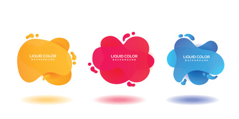 	 Modern abstract vector banner set. Flat geometric liquid form with various colors.
