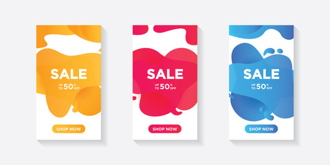 	 Modern abstract vector banner set. Flat geometric liquid form with various colors.