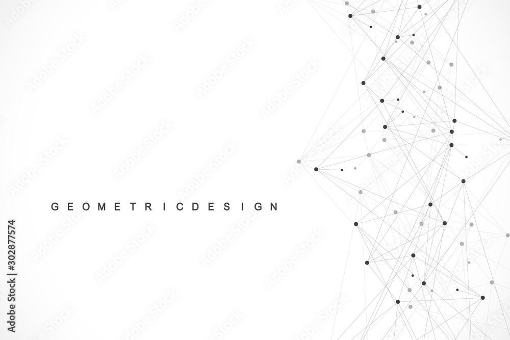Fototapete Networking connect technology abstract concept. Global network connections with points and lines. Technology pattern with lines and dots. Vector illustration, banner.