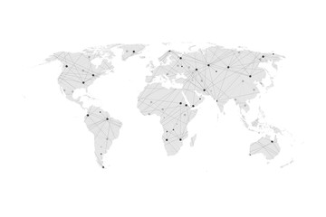 World Map network connection concept. Big data visualization. Social network communication in the global computer networks. Internet technology. Business. Science. Vector illustration