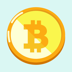 bitcoin cryptocurrency icon. golden coin isolated vector illustration