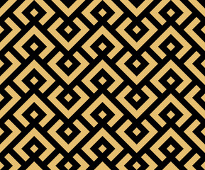 Abstract geometric pattern. A seamless vector background. Gold and black ornament. Graphic modern pattern. Simple lattice graphic design