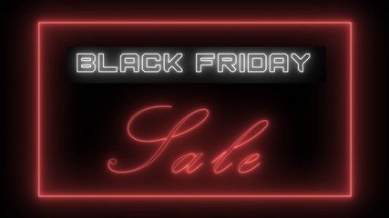 Black Friday Sale lettering shown in neon style - black background - 3D illustration