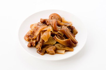 チラガー（豚の顔皮）と干した大根のおかず
