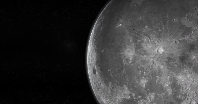 Oceanus Procellarum in the lunar surface of the moon in rotation. 3d rendering