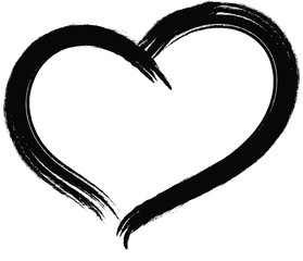 grunge heart hand drawn graphic black rough marker outline love brush stroke