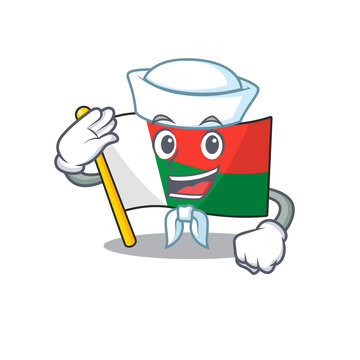 Mascot Flag Madagascar With In Sailor Character